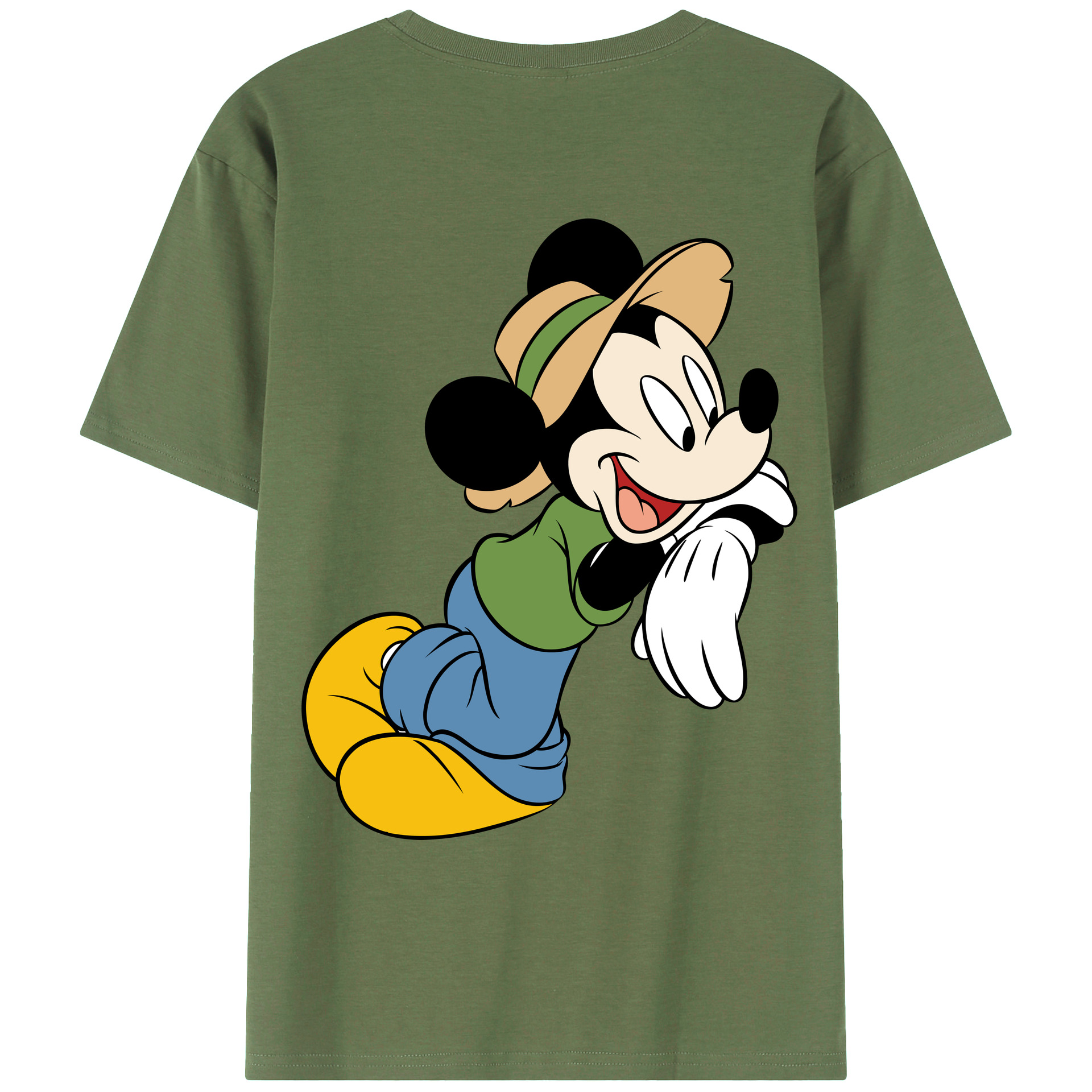 ミッキーマウス Mickey Mouse 綿100％ メンズ半袖Tシャツ（バックプリント） 通気性